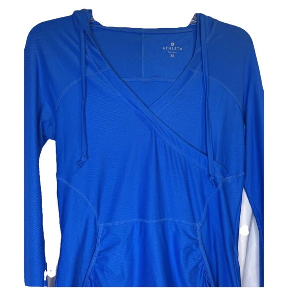 Athleta Women’s Blue Wick It Wader Swim Cover Up Long Sleeve Tunic W/Hood Sz XS - Picture 2 of 11